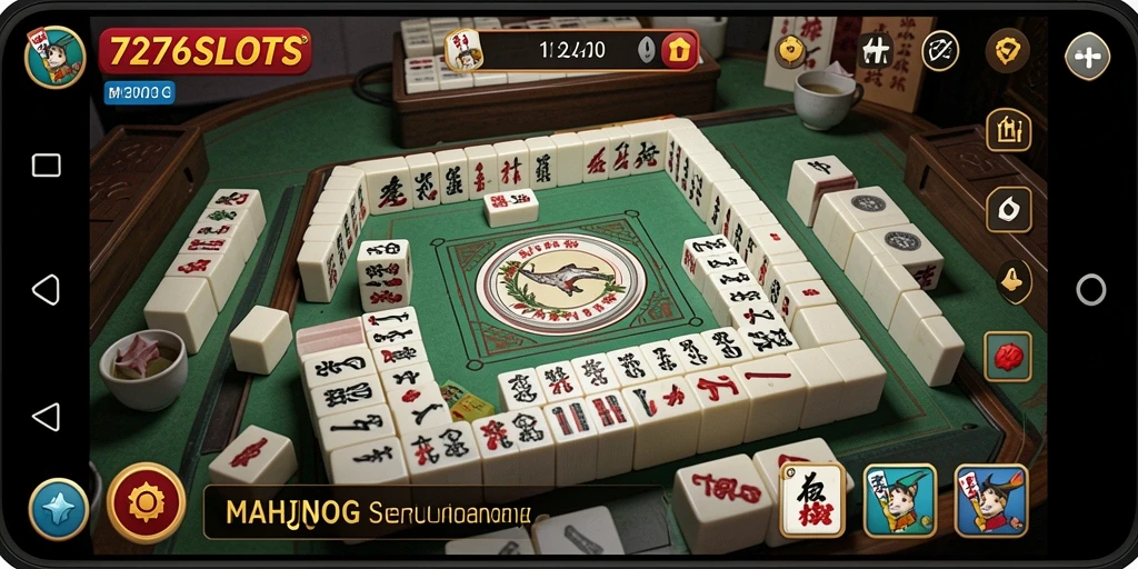 Screenshot gameplay 7276SLOTS yang menunjukkan keseruan mencocokkan ubin Mahjong.