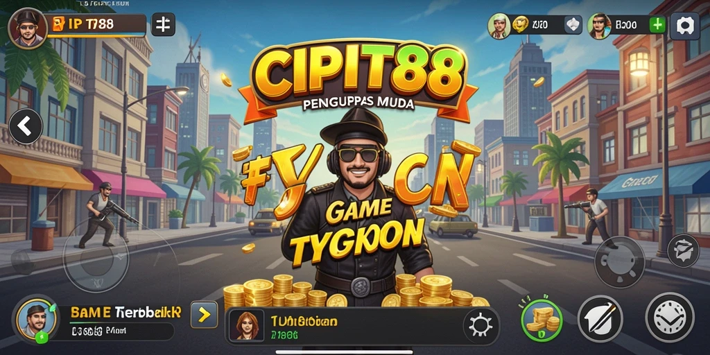 Tampilan gameplay <strong>CIPIT88</strong> yang dinamis dengan interaksi bisnis.