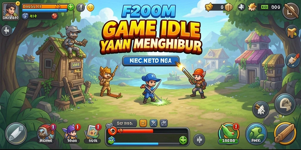 Tampilan gameplay F200M dengan karakter yang sedang mengumpulkan sumber daya.