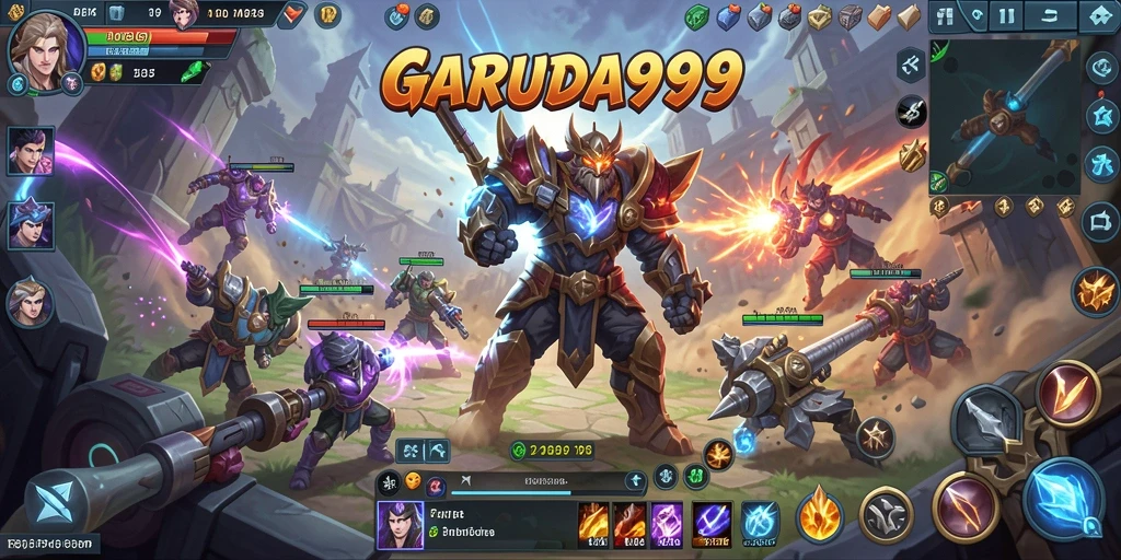 Tampilan gameplay seru dari GARUDA999 dalam pertempuran MOBA.