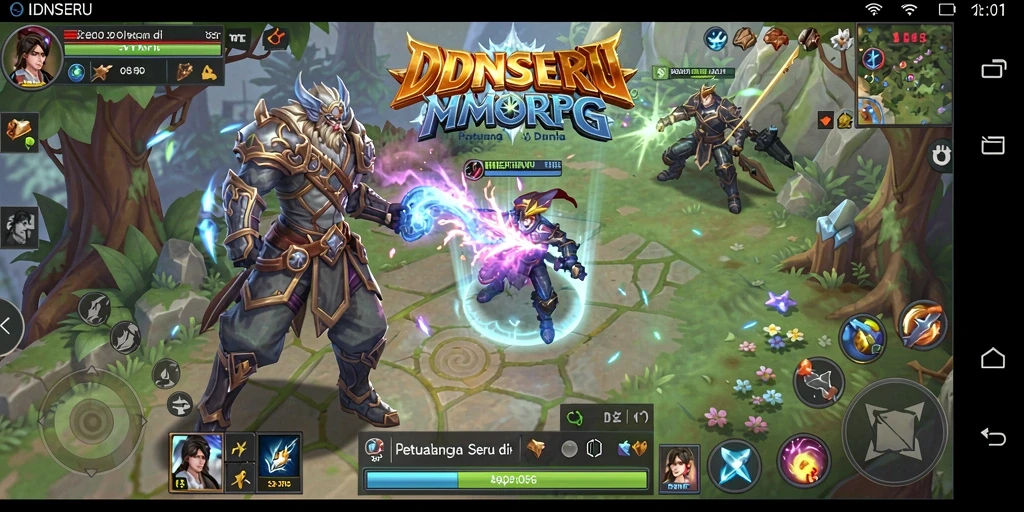 Screenshot gameplay IDNSERU menunjukkan aksi seru di dunia MMORPG.