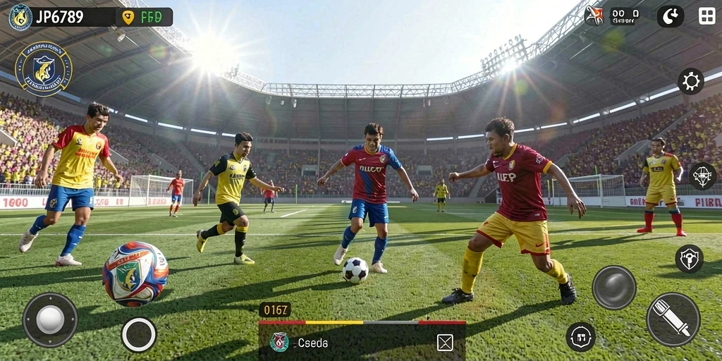 Tampilan gameplay JP6789 yang seru dalam pertandingan sepak bola.