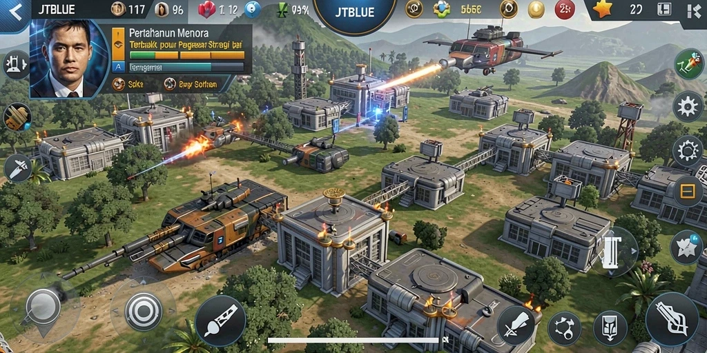 Gameplay menegangkan JTBLUE dalam pertempuran Tower Defense.