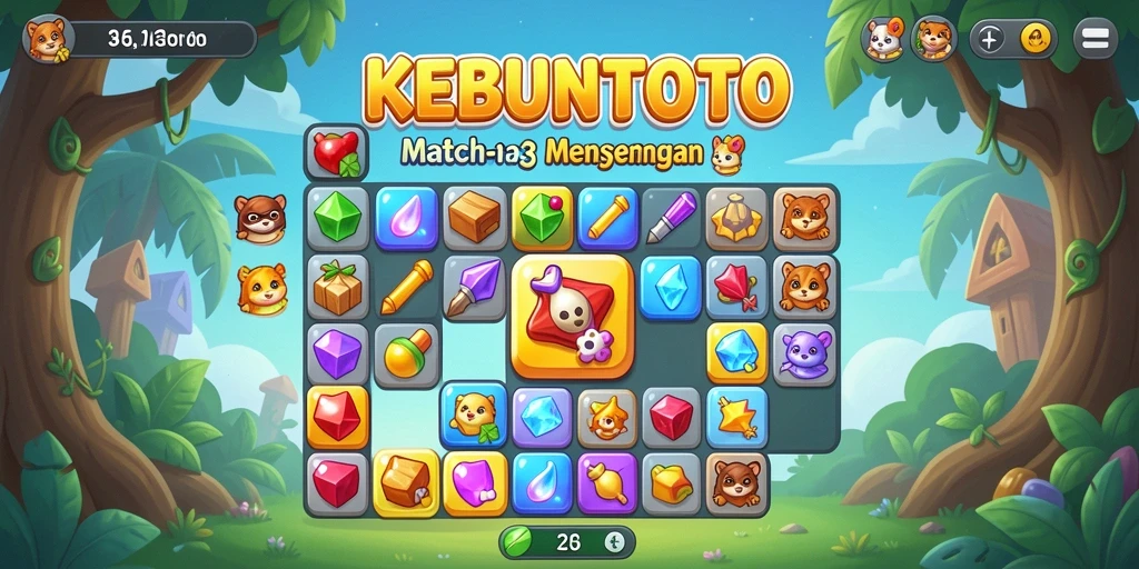 Tampilan gameplay KEBUNTOTO yang menarik dan penuh warna.