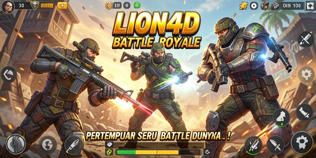 Tangkapan layar aksi intens dalam gameplay LION4D di arena pertarungan.