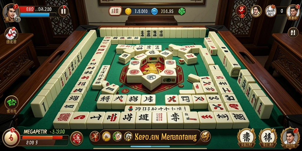 Screenshot utama MEGAPETIR menampilkan gameplay Mahjong yang seru.