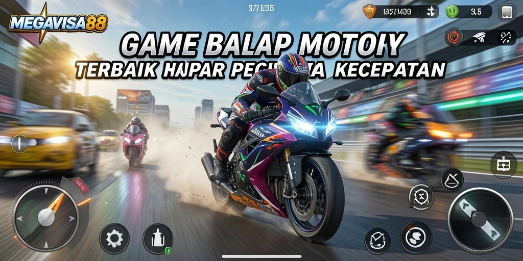 Gameplay balap motor MEGAVISA88 yang mendebarkan dan realistis.