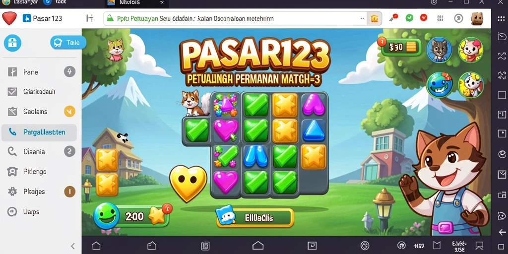 Tampilan gameplay PASAR123 yang penuh warna dan seru.