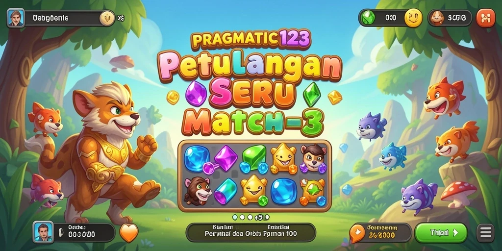 Screenshot PRAGMATIC123 yang menunjukkan gameplay Match-3 yang seru.