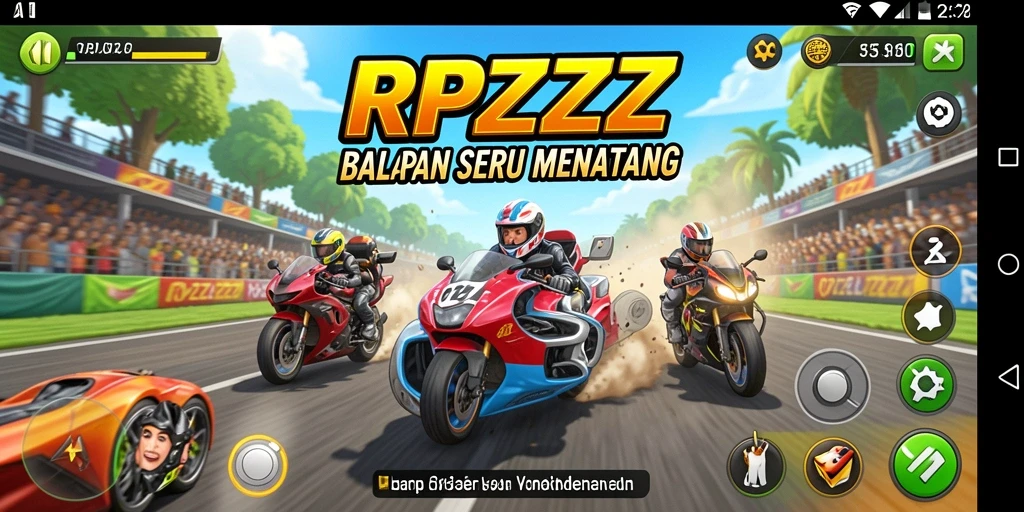 Tampilan gameplay RPZZZ yang intens dan menegangkan saat balapan.