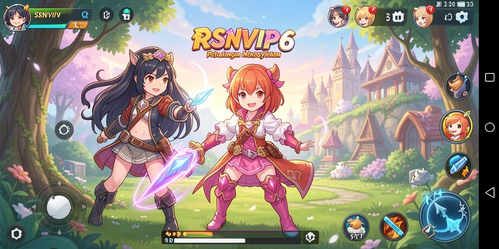 Tangkapan layar gameplay RSNVIP6 menunjukkan pertarungan seru dengan karakter Anime.