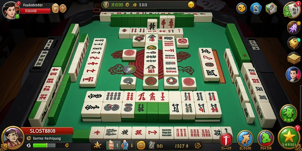 Tampilan utama gameplay Mahjong di SLOST8808 yang menarik dan interaktif.