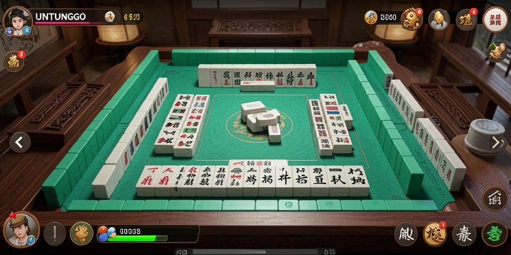Screenshot UNTUNGGO menampilkan aksi seru permainan Mahjong.