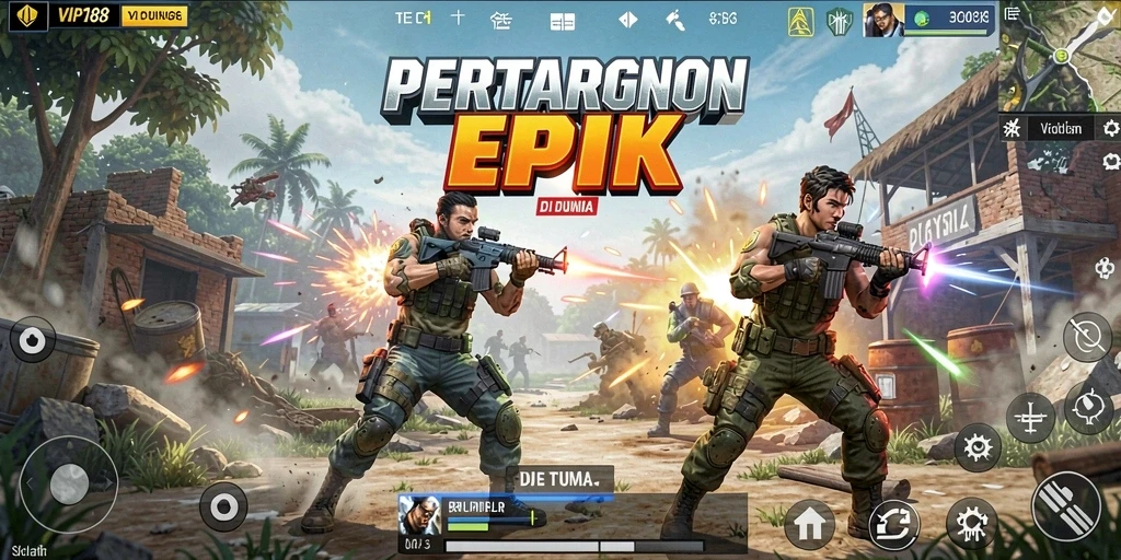 Gameplay seru di medan perang Battle Royale VIP188.