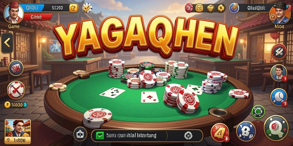Screenshot gameplay YAGAOHEN menunjukkan aksi seru dalam permainan QiuQiu.
